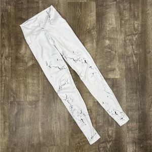 BuffBunny White Marble Print High-Waist Leggings